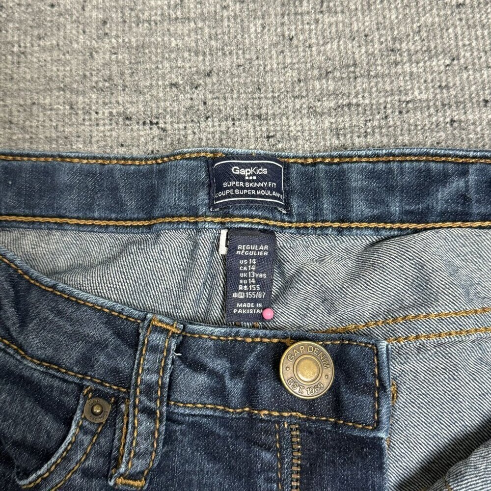 Gap Kids Skinny Fit Jeans Dark Wash Girls Size 14, W28 x L28 - Picture 10 of 14